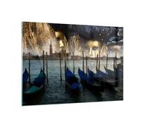 Vidrios decorativos 100x70cm Cuadro Sobre Vidrio Moderno Góndola agua canal Grande Dormitorio Cocina Cuadros Pared Impresiones Decoracion Salon Impresión en Cristal Wall Art Prints GAA100x70-0250