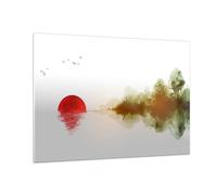 Vidrios decorativos 100x70cm Cuadro Sobre Vidrio Moderno Oriental Sol Paisaje Grande Dormitorio Cocina Cuadros Pared Impresiones Decoracion Salon Impresión en Cristal Wall Art Prints GAA100x70-5366