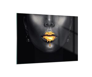 Vidrios decorativos 100x70cm Cuadro Sobre Vidrio Moderno Oro Boca Negro Grande Dormitorio Cocina Cuadros Pared Impresiones Decoracion Salon Impresión en Cristal Wall Art Prints Decor GAA100x70-4460