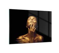 Vidrios decorativos 100x70cm Cuadro Sobre Vidrio Moderno Oro Mujer Pieza Grande Dormitorio Cocina Cuadros Pared Impresiones Decoracion Salon Impresión en Cristal Wall Art Prints Decor GAA100x70-4573