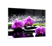 Vidrios decorativos 100x70cm Cuadro Sobre Vidrio Moderno Orquídea naturaleza Agua flor Grande Cocina Cuadros Pared Impresiones Decoracion Salon Impresión en Cristal Wall Art Prints GAA100x70-2658