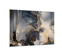 Vidrios decorativos 100x70cm Cuadro Sobre Vidrio Moderno Oscuro Abstracción Oro Grande Dormitorio Cocina Cuadros Pared Impresiones Decoracion Salon Impresión en Cristal Wall Art Prints GAA100x70-4824