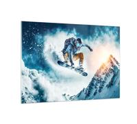 Vidrios decorativos 100x70cm Cuadro Sobre Vidrio Moderno Snowboarding Deporte Invierno Grande Cocina Cuadros Pared Impresiones Decoracion Salon Impresión en Cristal Wall Art Prints GAA100x70-5677