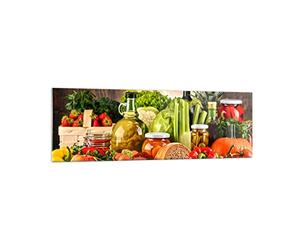 Vidrios decorativos 160x50cm Cuadro Sobre Vidrio Moderno Alimentos verduras brócoli carne Grande XXL Cuadros Pared Impresiones Decoracion Salon Impresión en Cristal Wall Art Prints GAB160x50-3182