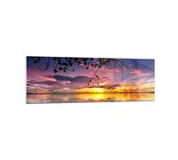Vidrios decorativos 160x50cm Cuadro Sobre Vidrio Moderno Barco puesta de sol lago cielo Grande XXL Cuadros Pared Impresiones Decoracion Salon Impresión en Cristal Wall Art Prints GAB160x50-2967