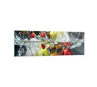 Vidrios decorativos 160x50cm Cuadro Sobre Vidrio Moderno Frutas Agua Splash alimentos Grande XXL Cocina Cuadros Pared Impresiones Decoracion Salon Impresión en Cristal Wall Art Prints GAB160x50-2972