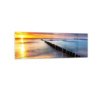 Vidrios decorativos 160x50cm Cuadro Sobre Vidrio Moderno Mar costa playa salida del sol Grande XXL Cuadros Pared Impresiones Decoracion Salon Impresión en Cristal Wall Art Prints GAB160x50-2781