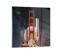 Vidrios decorativos 40x40cm Cuadro Sobre Vidrio Moderno Puentes Surrealismo Fantasía Dormitorio Cocina Cuadros Pared Impresiones Decoracion Salon Impresión en Cristal Wall Art Prints GAC40x40-5452