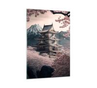 Vidrios decorativos 50x70cm Cuadro Sobre Vidrio Moderno Asia Japón Cereza Japonesa Dormitorio Cocina Cuadros Pared Impresiones Decoracion Salon Impresión en Cristal Wall Art Prints GPA50x70-5734