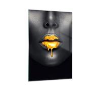 Vidrios decorativos 80x120cm Cuadro Sobre Vidrio Moderno Oro Boca Negro Grande Dormitorio Cocina Cuadros Pared Impresiones Decoracion Salon Impresión en Cristal Wall Art Prints Decor GPA80x120-4460