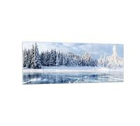 Vidrios decorativos Bosque Hielo Lago Cuadro Sobre Vidrio Moderno 140x50cm Decoracion Salon Dormitorio Cocina Cuadros Pared Impresiones Grande XXL Impresión en Cristal Wall Art Prints GAB140x50-4181