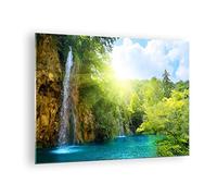 Vidrios decorativos Cascada Forrest Cielo Cuadro Sobre Vidrio Moderno 70x50cm Decoracion Salon Dormitorio Cocina Cuadros Pared Impresiones Impresión en Cristal Wall Art Prints Decor GAA70x50-0157