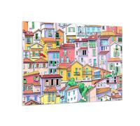 Vidrios decorativos Ciudad Casas De Vecindad Casas Cuadro Sobre Vidrio Moderno 70x50cm Decoracion Salon Dormitorio Cocina Cuadros Pared Impresiones Impresión en Cristal Wall Art Prints GAA70x50-5350