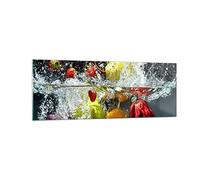 Vidrios decorativos Frutas Agua Splash alimentos Cuadro Sobre Vidrio Moderno 140x50cm Decoracion Salon Cocina Cuadros Pared Impresiones Grande XXL Impresión en Cristal Wall Art Prints GAB140x50-2972