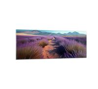 Vidrios decorativos Lavanda Horizonte Paisaje Cuadro Sobre Vidrio Moderno 140x50cm Decoracion Salon Cocina Cuadros Pared Impresiones Grande XXL Impresión en Cristal Wall Art Prints GAB140x50-5812