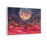 Vidrios decorativos Luna Columpio Mujer Cuadro Sobre Vidrio Moderno 70x50cm Decoracion Salon Dormitorio Cocina Cuadros Pared Impresiones Impresión en Cristal Wall Art Prints Decor GAA70x50-5095