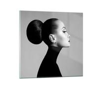 Vidrios decorativos Mujer Peinado Modelo Cuadro Sobre Vidrio Moderno 60x60cm Decoracion Salon Dormitorio Cocina Cuadros Pared Impresiones Grande Impresión en Cristal Wall Art Prints GAC60x60-5276
