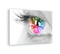 Vidrios decorativos Ojo arco iris pestañas gráficos Cuadro Sobre Vidrio Moderno 70x50cm Decoracion Salon Dormitorio Cocina Cuadros Pared Impresiones Impresión en Cristal Wall Art Prints GAA70x50-2644