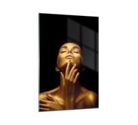 Vidrios decorativos Oro Mujer Pieza Cuadro Sobre Vidrio Moderno 80x120cm Decoracion Salon Dormitorio Cocina Cuadros Pared Impresiones Grande Impresión en Cristal Wall Art Prints Decor GPA80x120-4573