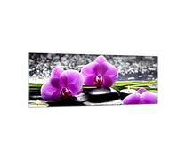 Vidrios decorativos Orquídea naturaleza Agua flor Cuadro Sobre Vidrio Moderno 140x50cm Decoracion Salon Cocina Cuadros Pared Impresiones Grande XXL Impresión en Cristal Wall Art Prints GAB140x50-2658