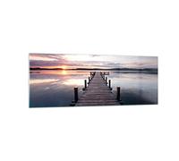 Vidrios decorativos Pasarela lago puesta de sol noche Cuadro Sobre Vidrio Moderno 140x50cm Decoracion Salon Cuadros Pared Impresiones Grande XXL Impresión en Cristal Wall Art Prints GAB140x50-2635