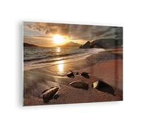 Vidrios decorativos Playa nubes noche costa Cuadro Sobre Vidrio Moderno 70x50cm Decoracion Salon Dormitorio Cocina Cuadros Pared Impresiones Impresión en Cristal Wall Art Prints Decor GAA70x50-2527