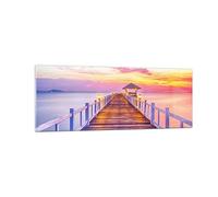 Vidrios decorativos Puesta de sol agua puente horizonte Cuadro Sobre Vidrio Moderno 140x50cm Decoracion Salon Cuadros Pared Impresiones Grande XXL Impresión en Cristal Wall Art Prints GAB140x50-2515