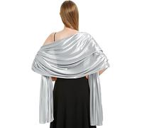 VIDSTM Gasa Pañuelos Mujer, Chal de Fiesta Extra Grande y Extra Ancho, Chal Mujer Seda Suave y Cómodo Protección Solar y Protección Contra el Viento para Fiestas, Veladas, Bailes (Plata)