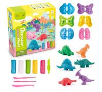 VIDSTW 15 Piezas Juego de Plastilina, Kit de Accesorios de Plastilina con Pasta de Modelado Colorida, Herramientas Plastilina para Niños, Regalos y Juguetes para Niños Niñas (Dinosaurio)