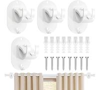 VIDSTW 2 Pares Barra Cortina sin Taladrar Autoadhesivo Soporte Barra Cortina sin Taladrar Soporte para Barra Cortina Ajustable para Mayoría de las Barras de Cortina (Blanco)