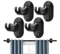 VIDSTW 2 Pares Barra Cortina sin Taladrar Autoadhesivo Soporte Barra Cortina sin Taladrar Soporte para Barra Cortina Ajustable para Mayoría de las Barras de Cortina (Negro)