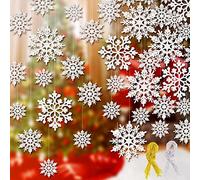 VIDSTW 24 Piezas Copos de Nieve Decoracion Navidad con Purpurina Christmas Tree Decorations con Cuerda Adorno Navidad Personalizado se Puede Colgar para Sala Dormitorio Comedor
