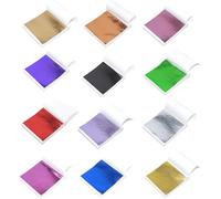 VIDSTW 240 Piezas Hojas Pan de Oro de Imitación Pan de Oro Manualidades 12 Colores Imitación Lámina de Oro para Pinturas Manualidades Decoración de Uñas Dorado Proyecto de Arte (9x9 CM)