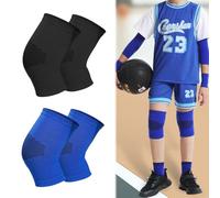VIDSTW 4 Piezas Nailon Rodilleras Voleibol, Alta Elasticidad Rodilleras Niño, Diseño Patrón Diamante Rodillera Deportiva, para Deportes Interior y Exterior (Azul, Negro)