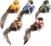 VIDSTW 5 Piezas Pajaros Decorativos con Pluma y Clip Pajaritos Decorativos Decorar Plumas Realista Utilizado para Cenas Reuniones Fiestas de Cumpleaño Pascuas y Navidad