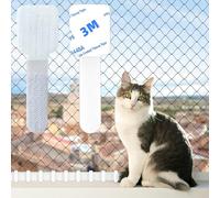 VIDSTW 60 Piezas Ganchos Adhesivos para Red de Gatos Ganchos Red Gatos Non Necessita di Foratura Adhesivos al Aire Libre Tecnología Adhesiva de Doble Capa para Balcones Ventanas Vallas (Blanco)