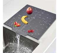 VIDSTW Cocina Alfombrilla Escurreplatos Gris 43 x 33,5 x 0,45 CM Claro Escurreplatos Alfombra Escurre Platos Silicona Resistente Calor Protector Encimera Desagüe Rápido para Secar Platos （Horizontal