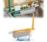 VIDSTW Organizador Fregadero Escalable 32-38CM Soporte Esponja Fregadero Ajustable Organizador Cocina Diseño Hueco Inferior Organizador Fregadero Cocina para Colocar Estropajo, Esponjas (Amarillo)