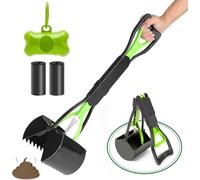 VIDSTW Recogedor Caca Perros 45cm Recoge Cacas de Perros con Dog Poop Bags Recogedor de Cacas de Perros con Porta Bolsas Caca Perro Accesorios para Perros Mango Largo Recogedor Basura (Verde)
