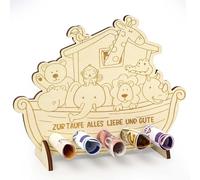 VIDSTW Regalos Bautizo DIY Regalo Bautizo Niño Regalo Bautizo Niña Regalo Bautizo Arca de Noé de Madera Regalo Personalizado Bebe Adornos para Bautizo para Niño y Niña (Tipo A)