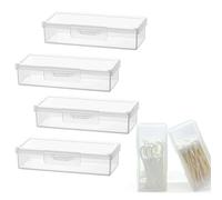 VIDSTW Soportes de Hisopos de Algodón con Guardapolvo Transparente Organizador de Almohadillas de Maquillaje Organizador de Bastoncillos Dispensador de Algodón Organizador Baño (4 Piezas)