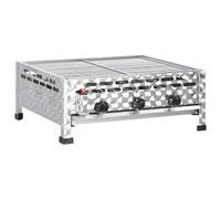 VidXL Gastro-Parrilla De Gas 3 Llamas De Acero Inoxidable Plateado