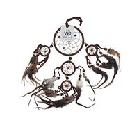 VIE Naturals-Atrapasueños con Cuentas, 9 cm con 4 Anillos más pequeños, Color marrón, Multicolor, Talla única