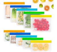 Viedouce 10 Pcs Bolsas Reutilizables para Almacenamiento de Alimentos,Bolsas Congelar Reutilizables,Bolsas de Bocadillos,Bolsas Reutilizables para Fruta Sándwiches Verduras,A Prueba de Fugas,Sin BPA