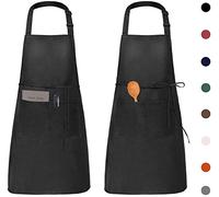 Viedouce 2 Piezas Delantales Impermeables Ajustables del Cocinero con Bolsillo Cocina Delantale de Cocina para Mujeres Hombres,Delantal Chefs Cocina para Cocinar/Hornear