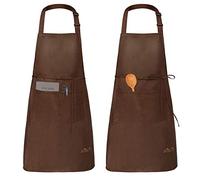 Viedouce 2 Piezas Delantales Impermeables Ajustables del Cocinero con Bolsillo Cocina Delantale de Cocina para Mujeres Hombres,Delantal Chefs Cocina para Cocinar/Hornear (Marrón)
