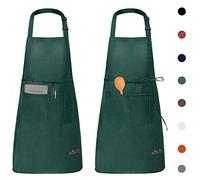 Viedouce 2 Piezas Delantales Impermeables Ajustables del Cocinero con Bolsillo Cocina Delantale de Cocina para Mujeres Hombres,Delantal Chefs Cocina para Cocinar/Hornear (Verde)