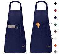 Viedouce 2 Piezas Delantales Impermeables Ajustables del Cocinero con Bolsillo Cocina Delantale para Mujeres Hombres,Delantal Chefs Cocina (Armada-02)