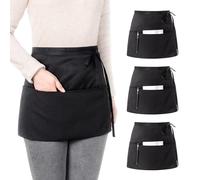 Viedouce 3 Paquetes Delantales,Cintura Corta Delantal Impermeable con 3 Bolsillos para Restaurante Chef Camarero Bartender Mitad,Delantale de Cocina para Hombres Mujeres