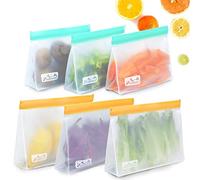 Viedouce 6 Piezas Bolsas Silicona Reutilizables,Bolsas Congelar Alimentos Reutilizables,PEVA Bolsas Reutilizables Para Almacenamiento de Alimentos,Bolsas de Bocadillos Ziplock Reutilizable,Sin BPA